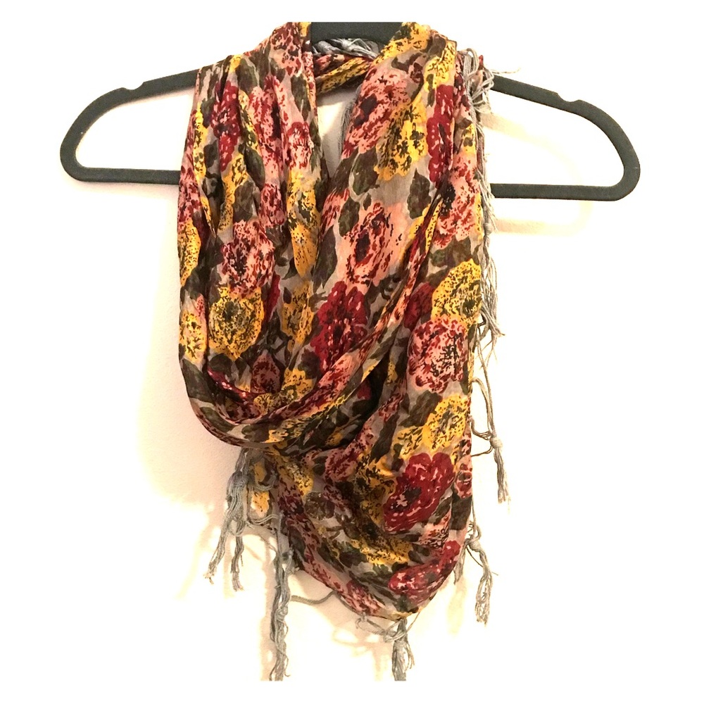 Silk scarf with fringe